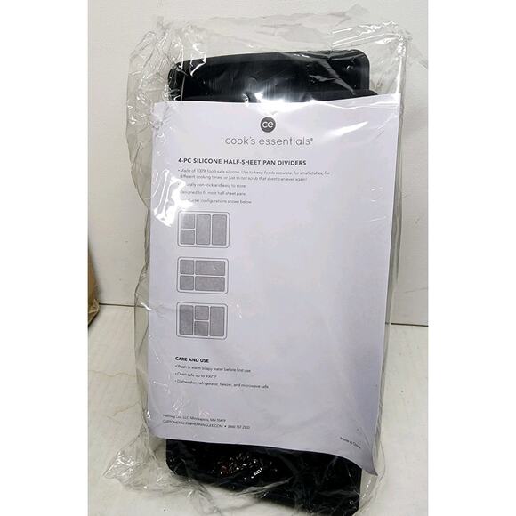 COOK’S ESSENTIALS, 100% Food-Safe Silicone, 4-Pc, Half-Sheet Pan Dividers. NEW - Picture 4 of 11